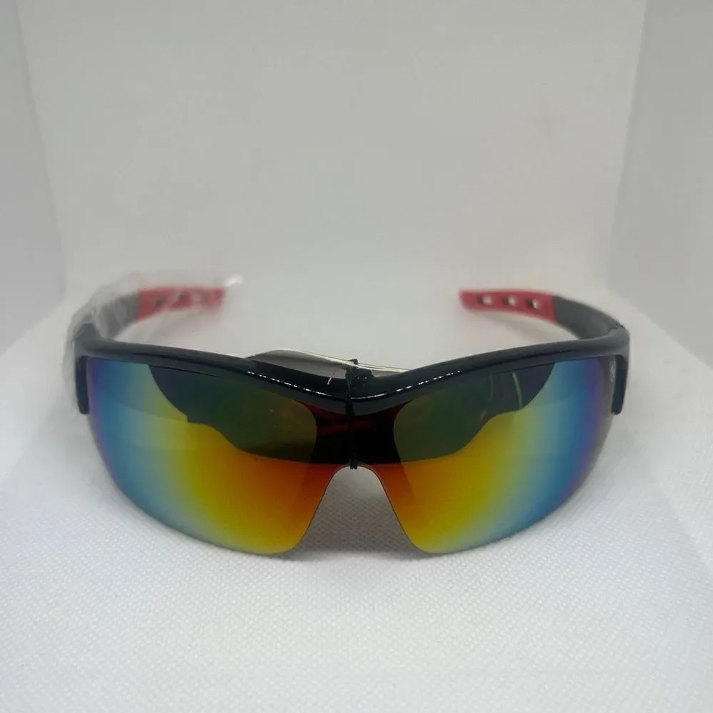 Khan Mirrored Mens Wrap Semi Rimless Sunglasses